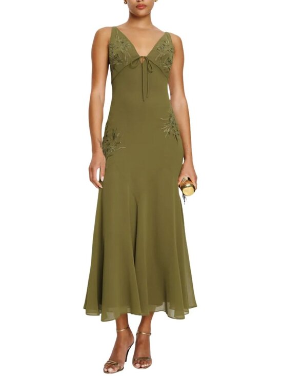 Reformation Dresses & Skirts - REFORMATION Ziva Dress Olive Green Embellished Maxi NWT $698 Sz 4